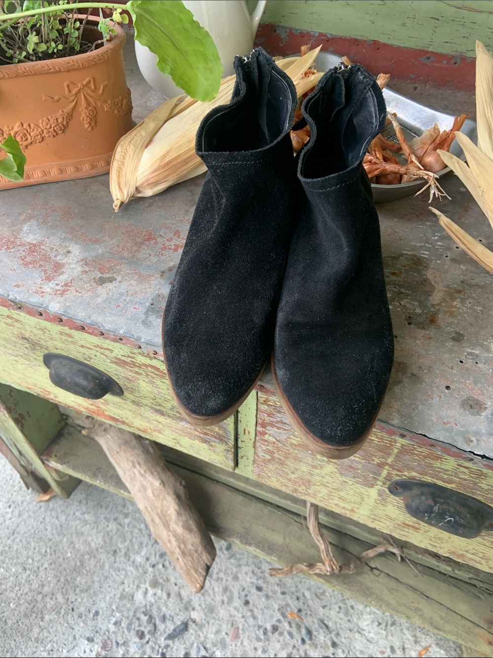 Dolce Vita Black Suede Ankle Booties with back zipper